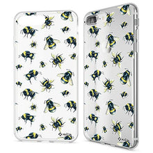 Load image into Gallery viewer, NALIA Motif Case Compatible with iPhone 8 Plus / 7 Plus, Pattern Design Silicone Back Cover Protector Soft Skin, Crystal Shockproof Bumper, Slim Transparent Protective, Designs:Bumblebee
