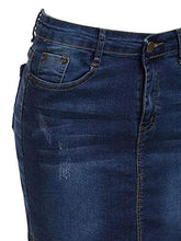 Load image into Gallery viewer, SheIn Women's Basic Stretchy Mini Short Bodycon Denim Skirt (X-Large, Navy)