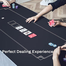 Load image into Gallery viewer, SLOWPLAY Godel Texas Hold'em Poker Mat | Portable Poker Table Top, Black and Champagne Gold, 70 x 35 Inch, Water Repellent, Noise Reduction, and Premium Carrying Bag for Games Everywhere
