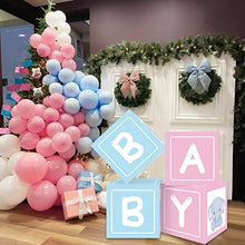 Load image into Gallery viewer, Elephant Baby block Boxes for Birthday Party Decorations, Elephant Gender Reveal Decorations – 4 Pink and Blue BABY Balloon Boxes With Elephant Printed, Babyshower Decorations for Boys Girls First Birthday