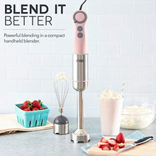 Load image into Gallery viewer, Dash Chef Series Immersion Hand Blender, 5 Speed Stick Blender with Stainless Steel Blades, Whisk Attachment and Recipe Guide – Pink