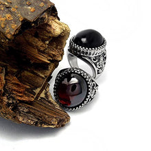 Load image into Gallery viewer, Oakky 316l Stainless Steel Classical Exquisite Animal Pattern Red Agate Rings Size 10