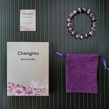 Load image into Gallery viewer, Chengmu 12mm Banded Amethyst Stretch Bracelet for Men Natural Round Beads Semi Precious Gemstone for Crystal Elastic Beaded Bracelet 8"