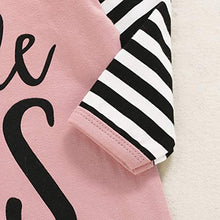 Load image into Gallery viewer, Newborn Baby Girl Little Sister Sleeper Gown Stripe Long Sleeve Nightgown Outfit (Pink, 0-6 Months)