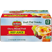 Load image into Gallery viewer, DEL MONTE Cherry Flavored Mixed Fruit FRUIT CUP Snacks in 100% Juice, 12 Pack, 4 oz