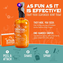 Load image into Gallery viewer, ANGRY ORANGE Pet Odor Eliminator for Strong Odor - Citrus Deodorizer for Dog Urine Smells on Carpet, Furniture & Floors - Puppy Supplies (24 Fl Oz + UV Flashlight)