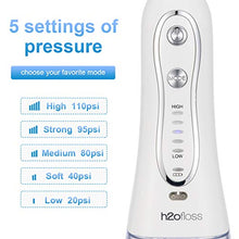 Load image into Gallery viewer, H2ofloss Water Flosser Portable Dental Oral Irrigator with 5 Modes, 6 Replaceable Jet Tips, Rechargeable Waterproof Teeth Cleaner for Home and Travel -300ml Detachable Reservoir (HF-6)