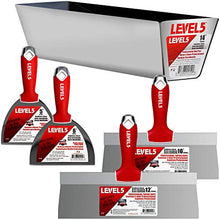 Load image into Gallery viewer, Drywall Hand Tool Kit, Stainless Steel - LEVEL5 | Joint/Taping Knives + 14" Mud Pan | Soft-Grip Handles | Pro-Grade | 5-600