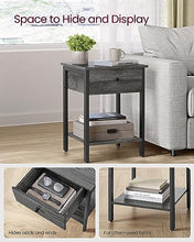 Load image into Gallery viewer, VASAGLE Nightstands Set of 2, Bedside Tables with Drawer, Side Tables, End Tables, for Bedroom, Office, Industrial, Stone Gray and Black ULET506B04