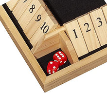 Load image into Gallery viewer, WE Games Shut The Box Wooden 1-4 Player Board Game Travel Size, The Original Table Top Dice Game for Families, Learn Math, for Classrooms, Pubs or at Home, 14 inches, Includes 8 Dice