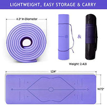 Load image into Gallery viewer, Lamberia Yoga Mat—Non Slip Fitness Exercise Mat with Alignment Marker System, All-Purpose Eco Friendly Pilates and Floor Exercises Anti-Tear Exercise Yoga Mat with Carrying Strap, Purple