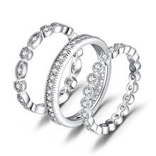 Load image into Gallery viewer, JewelryPalace Wedding Bands Rings Anniversary Eternity Bands 3 Stackable Rings Cubic Zircoina Engagement Bridal Milgrain Marquise Infinity 925 Sterling Silver Ring Sets For Women Size 7