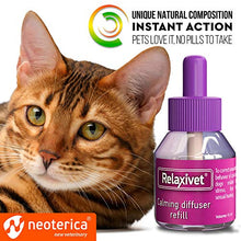 Load image into Gallery viewer, Relaxivet Cat Calming Pheromone Diffuser - Improved No-Stress Formula - Anti-Anxiety Calm Treatment #1 for Cats and Dogs with a Long-Lasting Relax Effect (Diffuser + Refill)