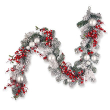 Load image into Gallery viewer, National Tree Company Artificial Christmas Garland, Silver, Evergreen, Decorated with Ball Ornaments, Berry Clusters, Christmas Collection, 9 Feet
