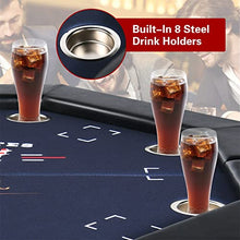 Load image into Gallery viewer, RayChee Poker Table Foldable, 8 Player Octagonal Folding Portable Texas Holdem Table with Water-Resistant Cushioned Rail, 8 Stainless Steel Cup Holders, Casino-Grade Felt Surface (Black)