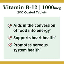 Load image into Gallery viewer, Vitamin B12 by Nature's Bounty, Vitamin Supplement, Supports Energy Metabolism and Nervous System Health, 1000mcg, 200 Tablets