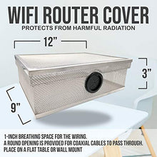 Load image into Gallery viewer, Upgraded – WiFi Router Cover, EMF Guard, Blocks 90-95% of EMF RF Waves, 12” x 9” x 3”, EMF WiFi Cover, WiFi Radiation Cover, EMF Protection Router, Router Shield Universal Fit – Silver