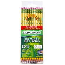 Load image into Gallery viewer, TICONDEROGA Pencils, Wood-Cased #2 HB Soft, Pre-Sharpened with Eraser, Yellow, 6-Pack/ 180 count (13806)