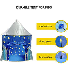 Load image into Gallery viewer, LINGLING Play Tent with Crawl Tunnel-Space Themed Pretend Play Tent-Space Play House-Spaceship Tent for Kids-Foldable Pop Up Star Play Tent Blue