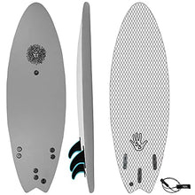 Load image into Gallery viewer, KONA SURF CO. The 5-5 Surfboard for Beginners Kids and Adults - Soft Top Foam Surfboards for Beach – Surf as a Boogie Board Bodyboard or Softboard - Includes Fins and Leash in Grey sz:5ft 5in