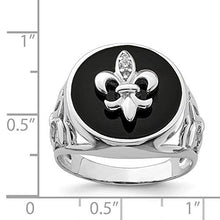 Load image into Gallery viewer, 925 Sterling Silver Cubic Zirconia Cz Black Onyx Band Ring Size 9.00 Man Natural Stone Fine Jewelry For Dad Mens Gifts For Him