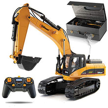 Load image into Gallery viewer, Top Race 23 Channel Hobby Remote Control Excavator, V4, Construction Vehicle RC Tractor, Full Metal Excavator Toy, Carries 180 Lbs, Diggs 1.1 Lbs Per Cubic Inch, Real Smoke, Use With our RC Dump Truck