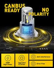 Load image into Gallery viewer, 2022 Upgraded AUXITO H4/9003 LED Headlight Bulbs, 100W 20,000LM Super Bright, 6000K Xenon White, Halogen Replacement with Fan for Cars, Motorcycle, Pack of 2
