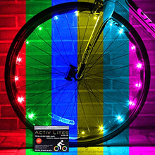 Load image into Gallery viewer, Activ Life Bicycle Spoke Lights (2 Tires, Color-Changing) Fun Accessory for Cool Beach Cruisers, Top Mountain, BMX Trick, Road, Recumbent, Commuting, Tandem, Kids & Folding Bike Best Wheel Lights