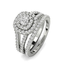 Load image into Gallery viewer, 1 1/10ct Cushion Halo Diamond Engagement Wedding Ring Set 10K White Gold