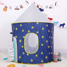 Load image into Gallery viewer, LINGLING Play Tent with Crawl Tunnel-Space Themed Pretend Play Tent-Space Play House-Spaceship Tent for Kids-Foldable Pop Up Star Play Tent Blue
