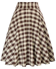 Load image into Gallery viewer, Belle Poque Brown Plaid Skirt for Women Plus Size Long Skirts with Pocket, XX-Large