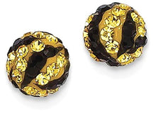Load image into Gallery viewer, 14k Yellow Gold Crystal Black Stripe 6mm Post Stud Earrings Ball Button Fine Jewelry For Women Gifts For Her