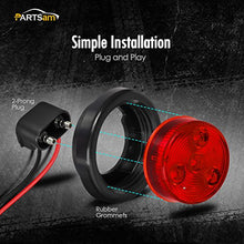 Load image into Gallery viewer, Partsam 2pcs Red Led Light Trailer 2" Round w/Plug & Grommet Kits Marker 4 LED, Flush Mount Red 2 Inch Round Led Trailer Lights, Sealed 2 Inch Round Led Marker Lights Red RV Trucks