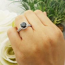 Load image into Gallery viewer, Dazzlingrock Collection 2.00 Carat (ctw) 14K Round Cut Black & White Diamond Engagement Ring Set 2 CT, White Gold, Size 7