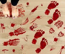 Load image into Gallery viewer, jollylife 126PCS Bloody Footprints Floor Clings - Halloween Handprint Zombie Restroom Sign Decals Vampire Party Decorations Stickers Wall Supplies(14 Sheets)