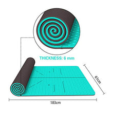 Load image into Gallery viewer, FrenzyBird 1/4-Inch TPE Yoga Mat with Carrying Strap and Alignment Marks, Anti Slip and Easy to Clean, Provides Perfect Cushioning, Ideal for Beginners and Advanced Yogis
