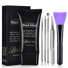Load image into Gallery viewer, Blackhead Remover Face Mask,Black Mask,3-in-1 Purifying Charcoal Peel off Mask with Acne & Blackhead Extractor Kit and Silicone Brush,Deep Cleansing Facial Mask for All Skin Types Face & Nose