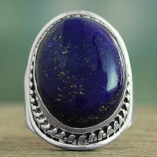 Load image into Gallery viewer, NOVICA Lapis Lazuli .925 Sterling Silver Cocktail Ring, Captivating Blue'