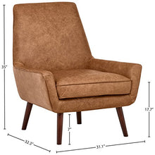 Load image into Gallery viewer, Amazon Brand – Rivet Jamie Leather Mid-Century Modern Low Arm Accent Chair, 31"W, Cognac