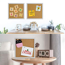 Load image into Gallery viewer, AkTop Cork Board Bulletin Board 12x12, White Framed Corkboard 4 Pack, Small Square Pin Board for Wall, Mini Thick Cork Tiles with 16 Push Pin Wood Clips for School, Home & Office