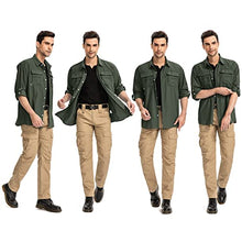 Load image into Gallery viewer, Mens Long Sleeve UV Protection Hiking Fishing UPF 50 Quick Dry Safari Camping Travelling Shirts (5052 Army Green XL)