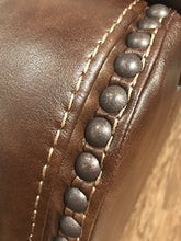 Load image into Gallery viewer, Roundhill Furniture Achern Brown Leather-Air Nailhead Manual Reclining Sofa and Loveseat with Storage Console and USB Port