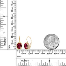 Load image into Gallery viewer, Gem Stone King 4.00 Ct Oval Red Created Ruby 18K Yellow Gold Plated Silver Dangle Earrings