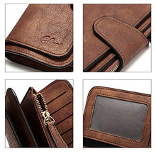 Load image into Gallery viewer, CLUCI Women Wallet Leather RFID Blocking Designer Trifold Card Holder Ladies Clutch with ID Window Brown