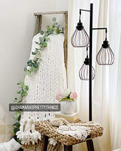 Load image into Gallery viewer, Brightech Teardrop - Floor Lamp Matches Industrial, Farmhouse & Rustic Living Rooms – Standing Tree Lamp with 3 Elegant Cage Heads & Edison LED Bulbs - Tall Vintage Pole Light - Black