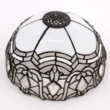 Load image into Gallery viewer, WERFACTORY Tiffany Lamp White Bent Stained Glass Bedside Table Lamp Desk Reading Light 12X12X18 Inches Decor Bedroom Living Room Home Office S508W Series