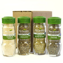 Load image into Gallery viewer, McCormick Gourmet Organic Garlic & Herbs Everyday Basics Variety Pack (Oregano, Garlic Powder, Crushed Rosemary, Thyme), 0.05 lb