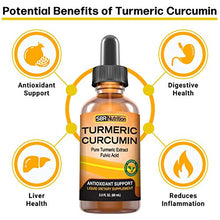 Load image into Gallery viewer, Max Absorption Liquid Turmeric Curcumin Drops | for Joint Pain, Digestion, Anti-Inflammation Support | Liposomal Organic Turmeric Root Extract with Fulvic Acid | Vegan, Non-GMO, Made in USA