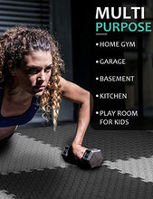 Load image into Gallery viewer, BEAUTYOVO Puzzle Exercise Mat with 12 Tiles Interlocking Foam Gym Mats, 24'' x 24'' EVA Foam Floor Tiles, Protective Flooring Mats Interlocking for Gym Equipment, Black/Gray