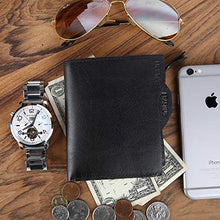 Load image into Gallery viewer, Erasmus Wallet for Men RFID Blocking Leather, ID Window, Bifold Zipper Wallet, Extra Capacity Travel Wallet, Gift box